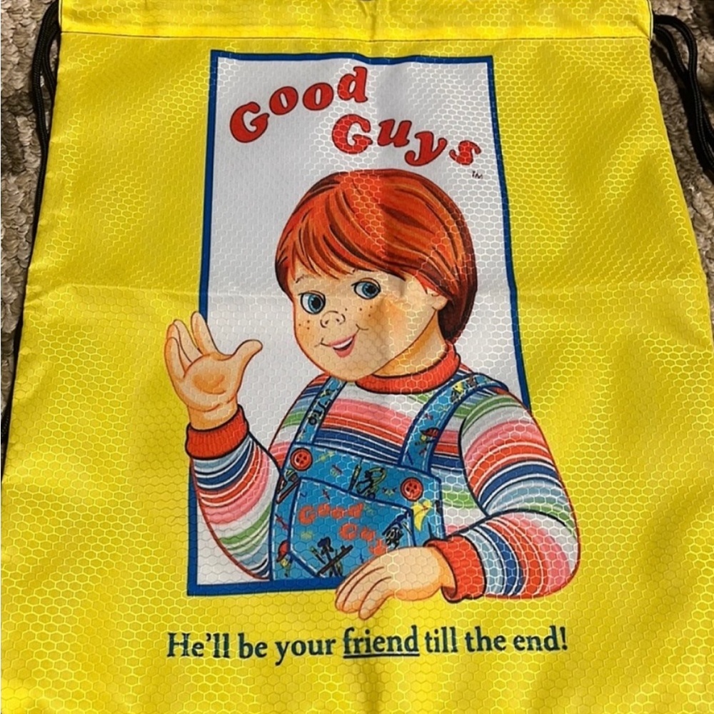 Chucky Horror Good Guy He's your friend til end
Drawstring Backpack Childs Play